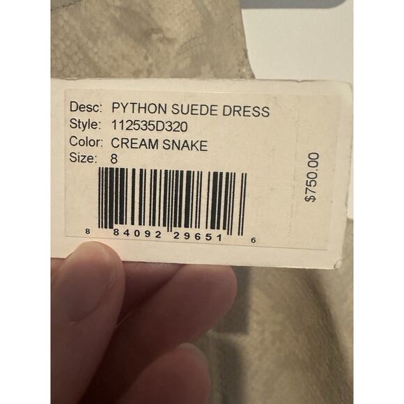 NWT Rebecca Taylor Size 8 100% Pig Leather Python Print Dress Cream Party - Picture 6 of 16